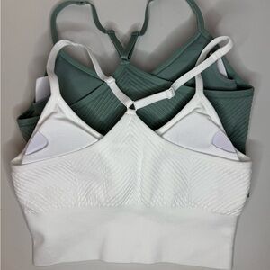 Poof! White and Green Seamless Bras with V-Back